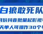 白狼敢死队最新抖音短视频批量起影视号(一天单人可操作30个号)视频课程-网赚项目众筹网