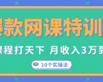 爆款网课特训营,一套课程打天下,网课变现的10个实操法,月收入3万到10万-网赚项目众筹网