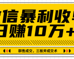 微信暴利收单日赚10万+,IP精准流量黑洞与三板斧成交术帮助你迅速步入正轨(完结)-网赚项目众筹网