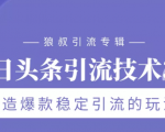 狼叔今日头条引流技术3.0,打造爆款稳定引流的玩法,VLOG引流技术-网赚项目众筹网
