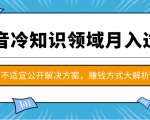 抖音冷知识领域月入过万项目，不适宜公开解决方案 ，抖音赚钱方式大解析！-网赚项目众筹网