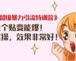《小红书超级暴力引流特训营》随便发个贴变能爆,详细实操,效果非常好!-网赚项目众筹网