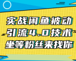 实战闲鱼被动引流4.0技术,坐等粉丝来找你,实操演示日加200+精准粉-网赚项目众筹网