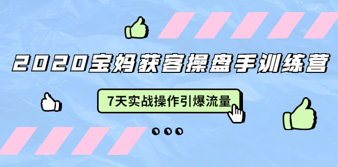 2020宝妈获客操盘手训练营：7天实战操作引爆 母婴、都市、购物宝妈流量-网赚项目众筹网