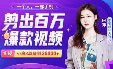 小白易上手的手机剪辑赚钱课，抓住短视频风口月赚2万+-网赚项目众筹网