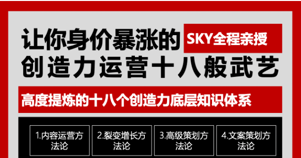 让你的身价暴涨的创造力运营十八般武艺 高度提炼的18个创造力底层知识体系-网赚项目众筹网