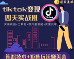 tiktok变现四天实战班,连怼技术+矩阵玩法赚美金!价值998元-网赚项目众筹网