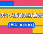 21天个人影响力打造计划，如何操作演讲变现，月入10000+-网赚项目众筹网