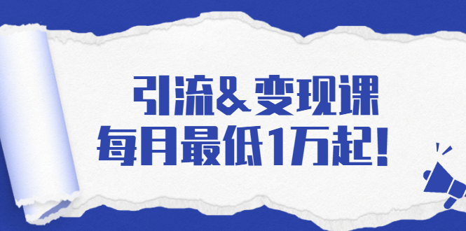 引流&变现课：分享一整套流量方法以及各个渠道收入，每月最低1万起！-网赚项目众筹网