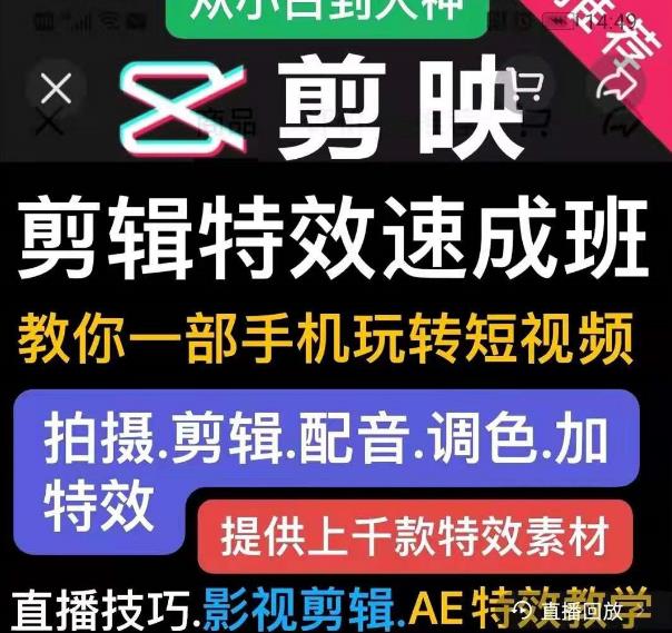 剪映剪辑特效速成班：教你一部手机玩转短视频，提供上千款特效素材-网赚项目众筹网