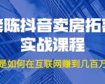 老陈抖音卖房拓客实战课程,他是如何在互联网赚到几百万的?价值1999元-网赚项目众筹网