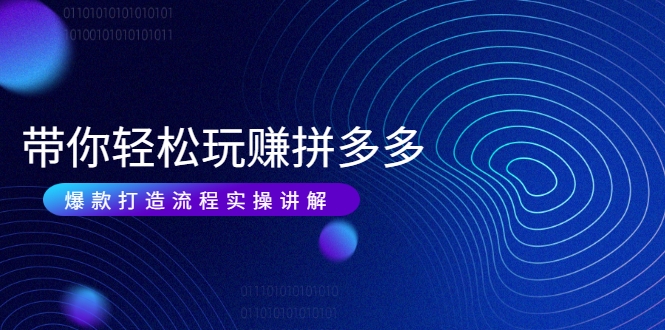 带你轻松玩赚拼多多：花的少 赚的多 爆款更简单 爆款打造流程实操讲解-网赚项目众筹网