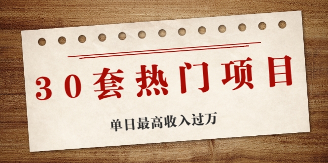 30套热门项目：单日最高收入过万 (网赚项目、朋友圈、涨粉套路、抖音、快手)等-网赚项目众筹网