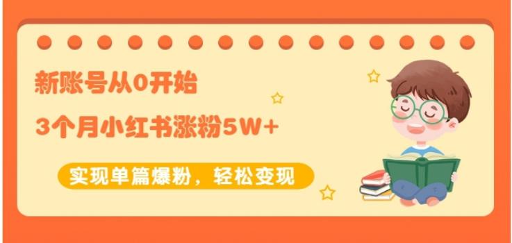 生财小红书涨粉变现：新账号从0开始3个月小红书涨粉5W+实现单篇爆粉-网赚项目众筹网
