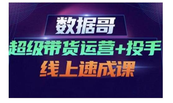 数据哥·超级带货运营+投手线上速成课，快速提升运营和熟悉学会投手技巧-网赚项目众筹网