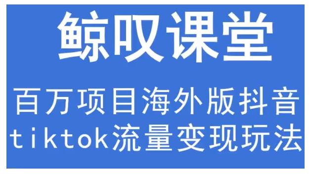 鲸叹号·海外TIKTOK训练营，百万项目海外版抖音tiktok流量变现玩法-网赚项目众筹网