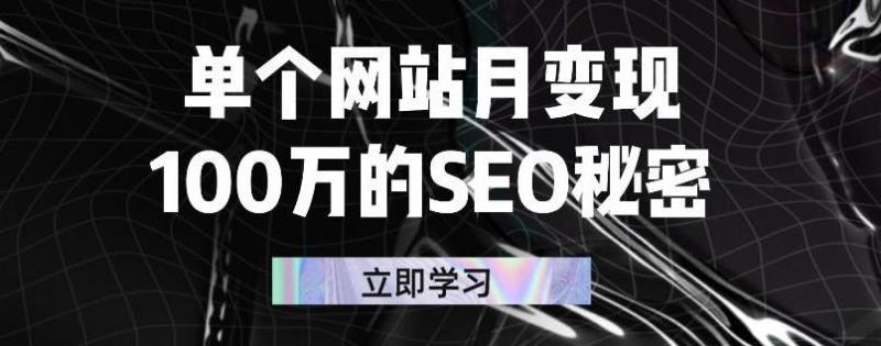 单个网站月变现100万的SEO秘密，百分百做出赚钱站点-网赚项目众筹网