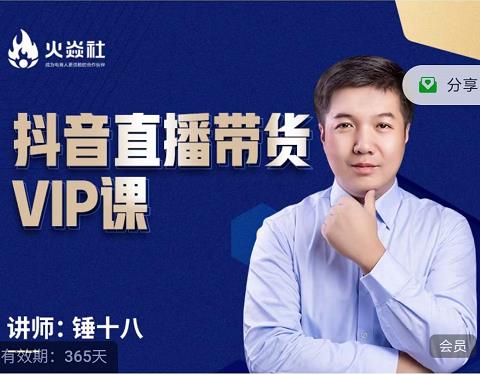 锤十八-抖音直播带货VIP课，专注直播带货有效盈利模式-网赚项目众筹网