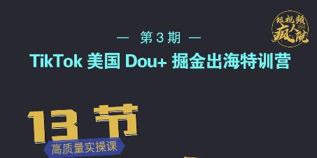 TikTok美国Dou+掘金出海特训营，美国dou+成功投放95%-网赚项目众筹网