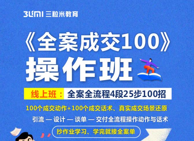 《全案成交100》全案全流程4段25步100招，操作班-网赚项目众筹网