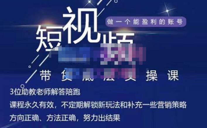 吴Sir·短视频带货底层实操课，教你如何选爆品、了解获短视频流量密码，正确起号-网赚项目众筹网