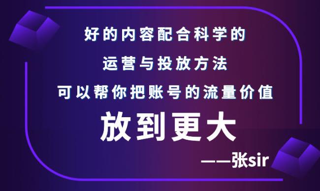 张sir账号流量增长课，告别海王流量，让你的流量更精准-网赚项目众筹网