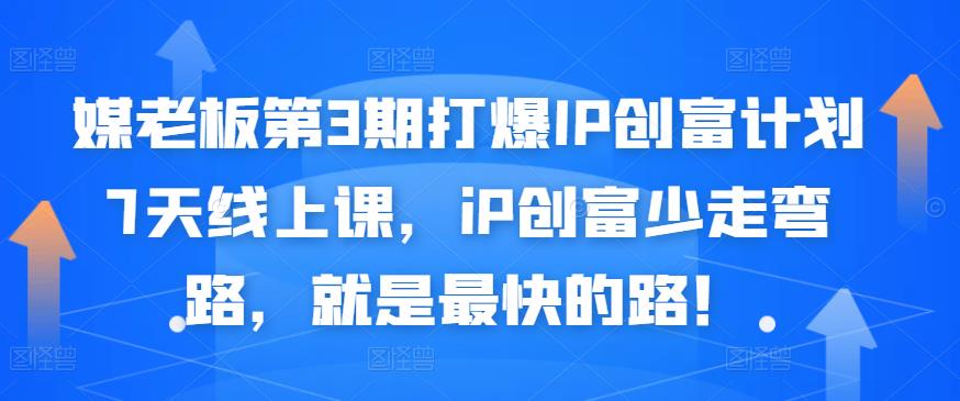 媒老板第3期打爆IP创富计划7天线上课，iP创富少走弯路，就是最快的路！-网赚项目众筹网