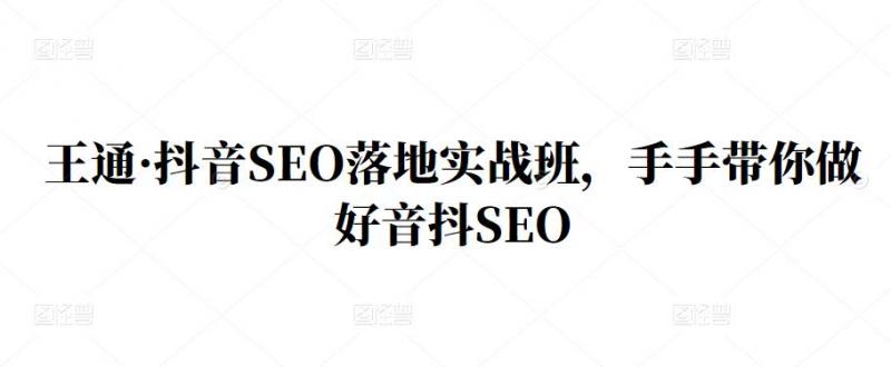 王通·抖音SEO落地实战班，手‬手带你做好音抖‬‬SEO-网赚项目众筹网