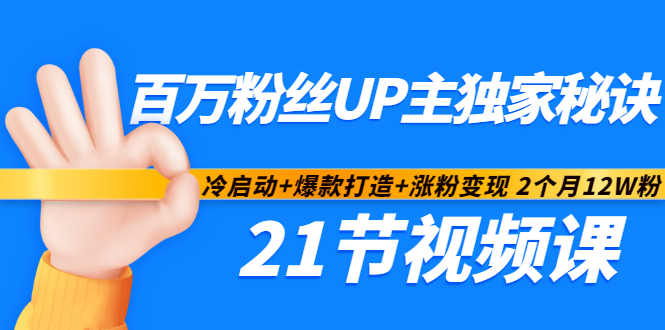 百万粉丝UP主独家秘诀：冷启动+爆款打造+涨粉变现2个月12W粉（21节视频课)-网赚项目众筹网