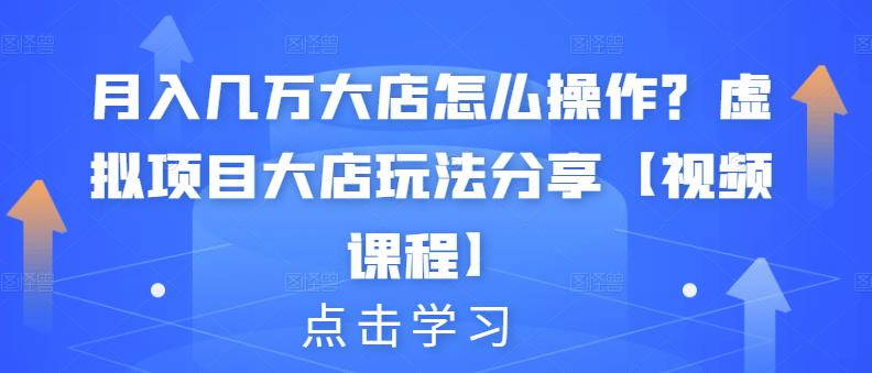 月入几万大店怎么操作？虚拟项目大店玩法分享【视频课程】-网赚项目众筹网