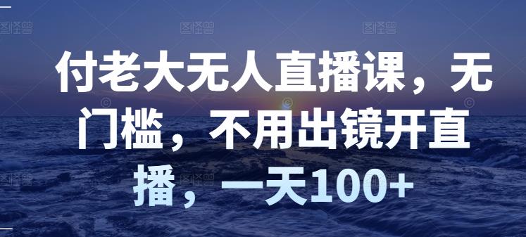付老大无人直播课，无门槛，不用出镜开直播，一天100+-网赚项目众筹网