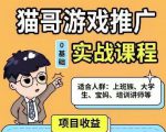 猫哥·游戏推广实战课程，单视频收益达6位数，从0到1成为优质游戏达人-网赚项目众筹网