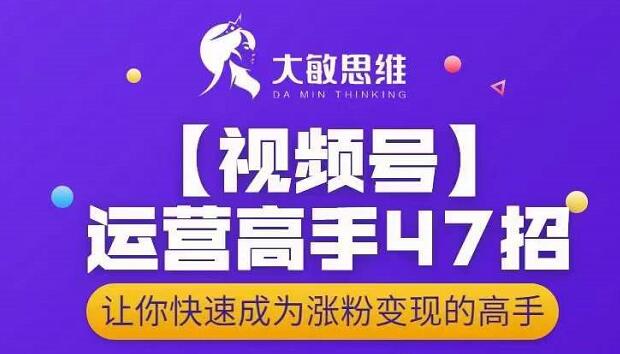 大敏思维-视频号运营高手47招，让你快速成为涨粉变现高手-网赚项目众筹网
