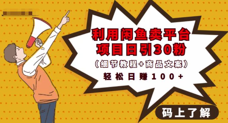 利用闲鱼卖平台项目课程资源日引流30+精准粉丝，轻松日赚100+，积累人脉可实现二次变-网赚项目众筹网