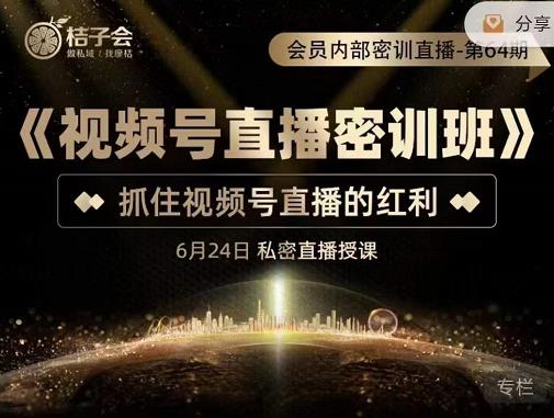 桔子会《视频号直播密训班》，抓住视频号直播的红利 价值12800-网赚项目众筹网