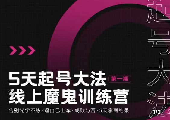 大播·五天起号魔鬼训练营，告别光学不练，逼自己上车，成败与否，5天拿到结果-网赚项目众筹网