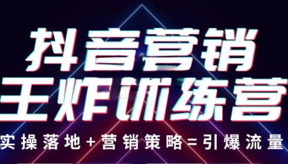 抖音营销王炸训练营，实操落地+营销策略=引爆流量（价值8960元）-网赚项目众筹网