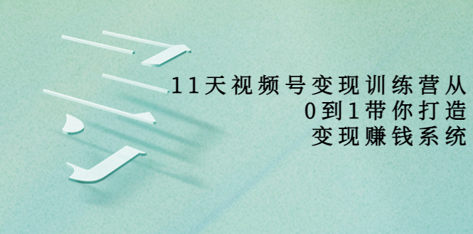 11天视频号变现训练营，从0到1打造变现赚钱系统（价值398元）-网赚项目众筹网