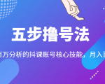五步撸号法，掌握百万分析的抖课账号核心技能，从逻辑到实操-网赚项目众筹网