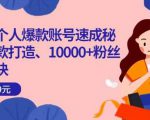 小红书个人爆款账号速成秘籍，爆款打造、10000+粉丝引流秘诀-网赚项目众筹网