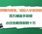 搞笑聊天账号,轻松入手高效变现,百万操盘手亲授,小白也能涨粉数十万-网赚项目众筹网