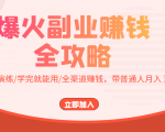 爆火副业赚钱全攻略：实打实演练/学完就能用/全渠道赚钱，带普通人月入３万元-网赚项目众筹网