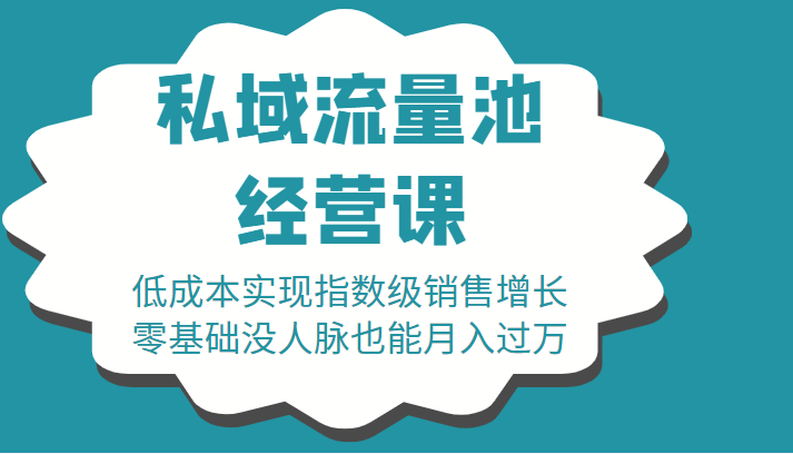16堂私域流量池经营课：低成本实现指数级销售增长，零基础没人脉也能月入过万-网赚项目众筹网