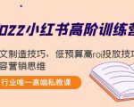 2022小红书高阶训练营:爆文制造技巧,低预算高roi投放技巧,内容营销思维-网赚项目众筹网