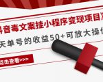 《抖音毒文案挂小程序变现项目》单天单号的收益50+可放大操作-网赚项目众筹网