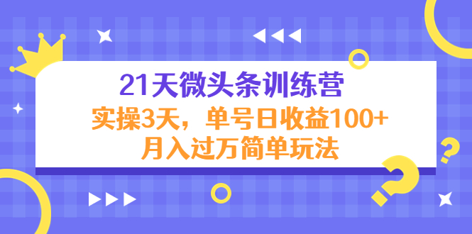 21天微头条训练营，实操3天，单号日收益100+月入过万简单玩法-网赚项目众筹网