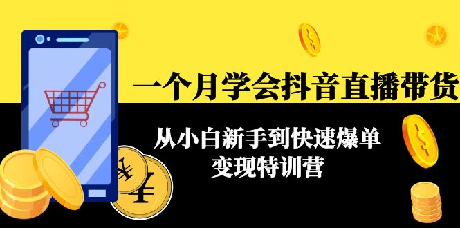 一个月学会抖音直播带货：从小白新手到快速爆单变现特训营(63节课)-网赚项目众筹网
