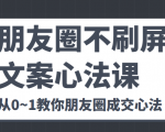 朋友圈不刷屏文案心法课 人人都要懂的商业逻辑 从0~1教你朋友圈成交心法-网赚项目众筹网