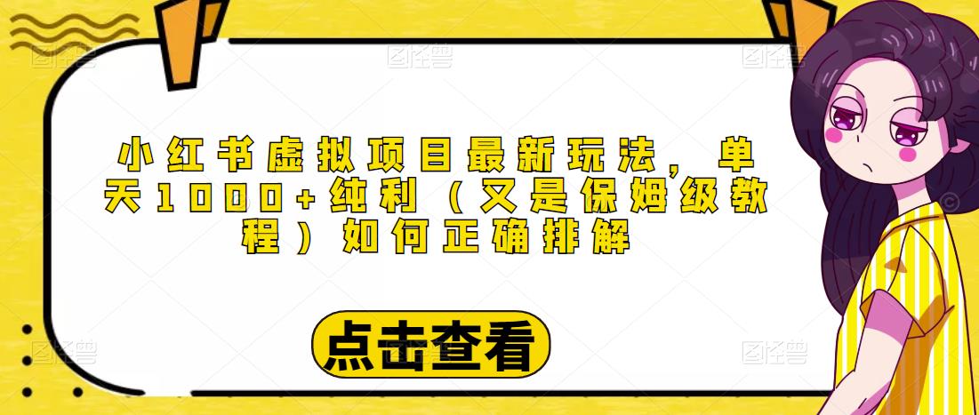 小红书虚拟项目最新玩法，单天1000+纯利（又是保姆级教程文档）-网赚项目众筹网