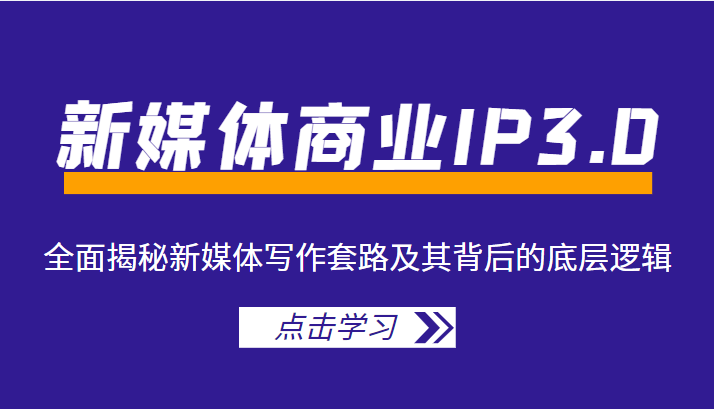 新媒体商业IP3.0，全面揭秘新媒体写作套路及其背后的底层逻辑（价值1299元）-网赚项目众筹网